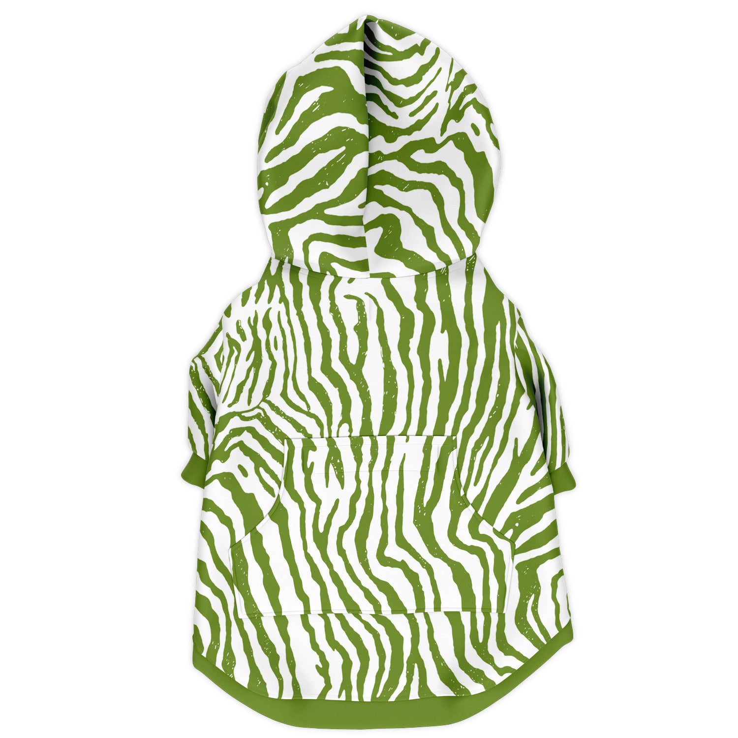 Back preview of Olive Zebra dog hoodie.