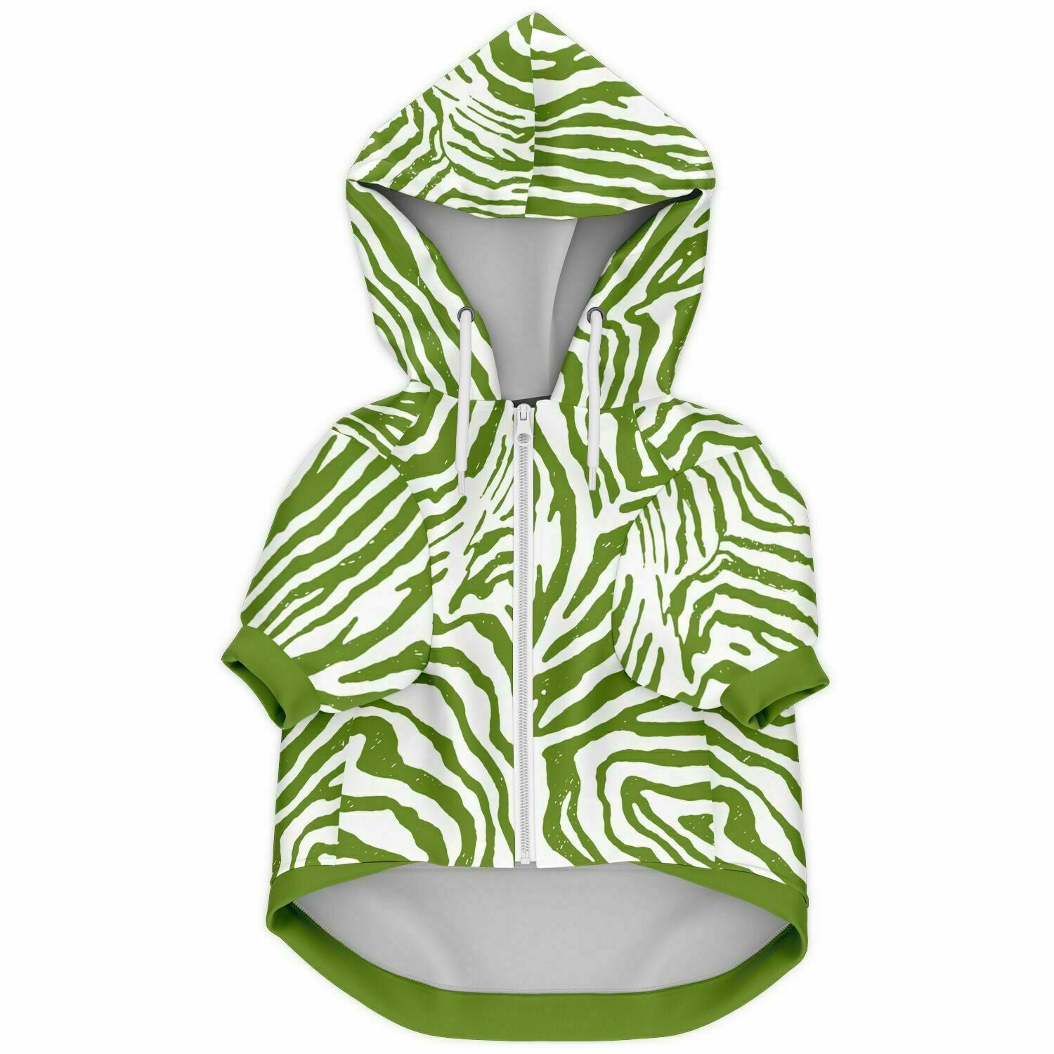 Front preview of Olive Zebra dog hoodie.