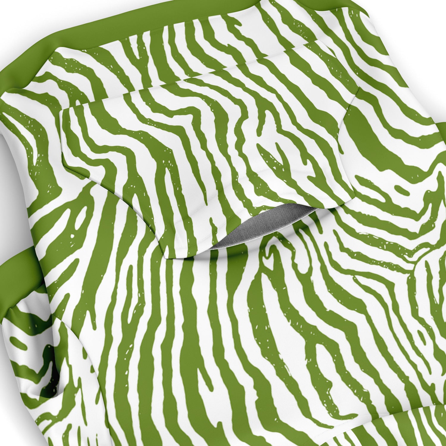 Pocket preview of Olive Zebra dog hoodie.