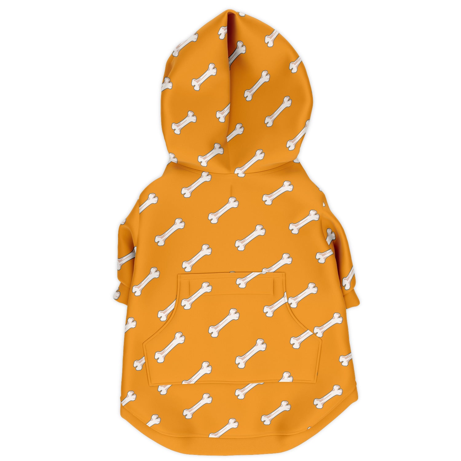 Back preview of Orange Bones dog hoodie.