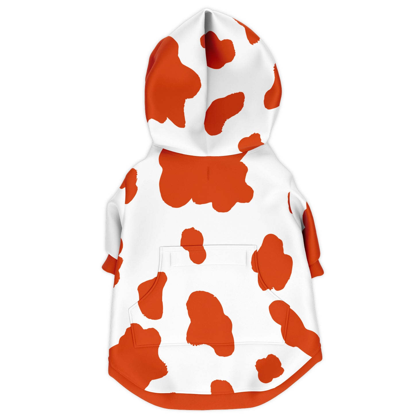 Back preview of Orange Cow dog hoodie.