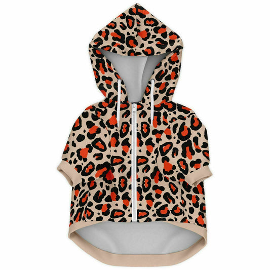 Front preview of Orange Leopard dog hoodie.