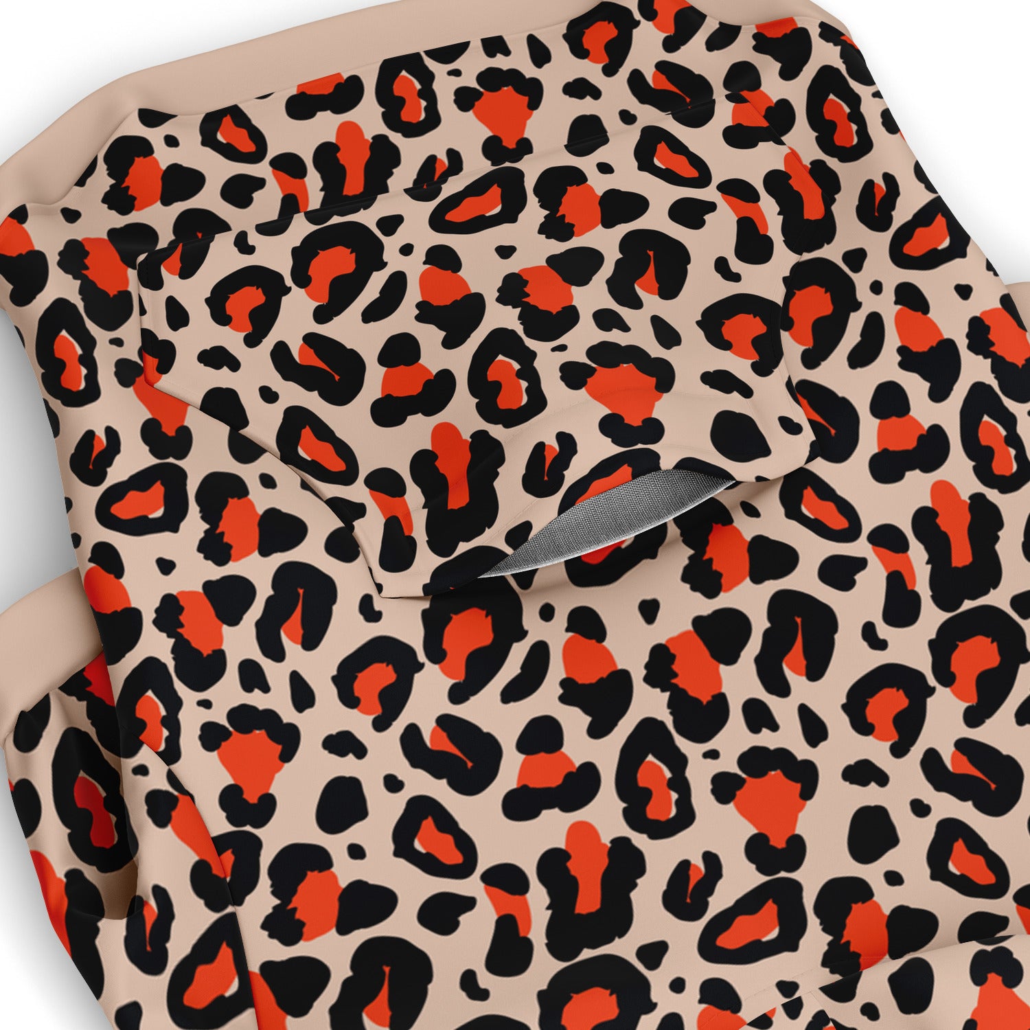 Pocket preview of Orange Leopard dog hoodie.