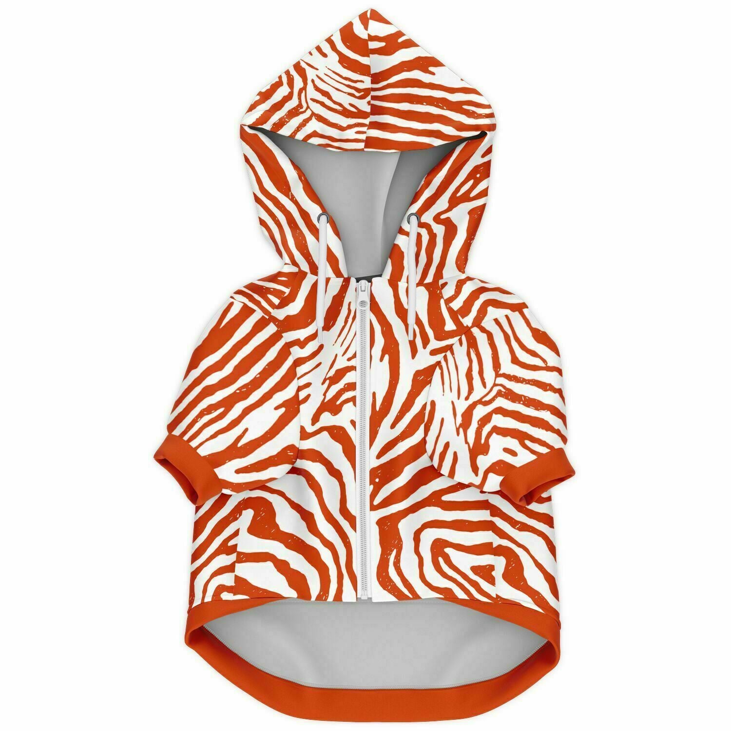 Front preview of Orange Zebra dog hoodie.