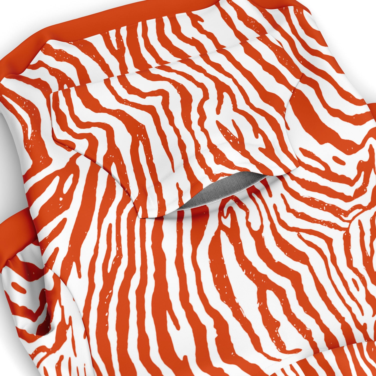 Pocket preview of Orange Zebra dog hoodie.