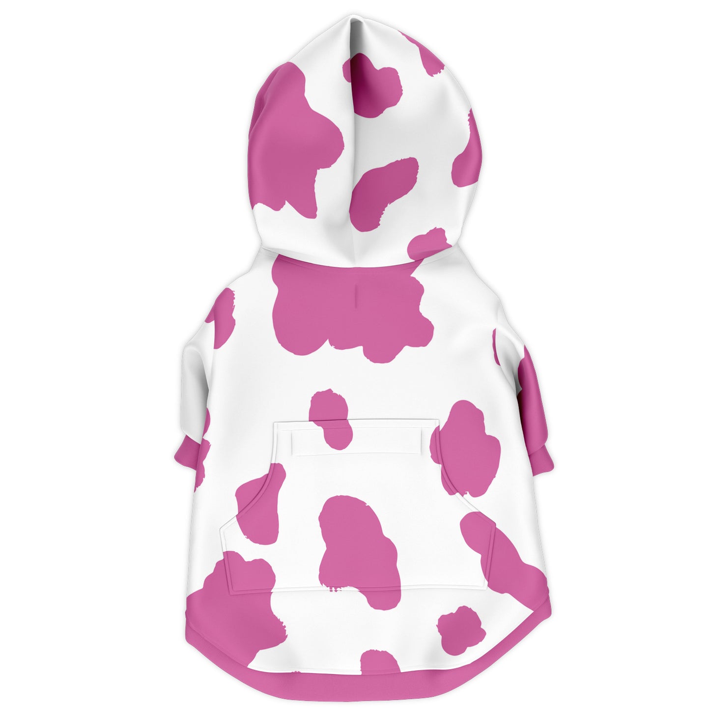 Back preview of Pink Cow dog hoodie.