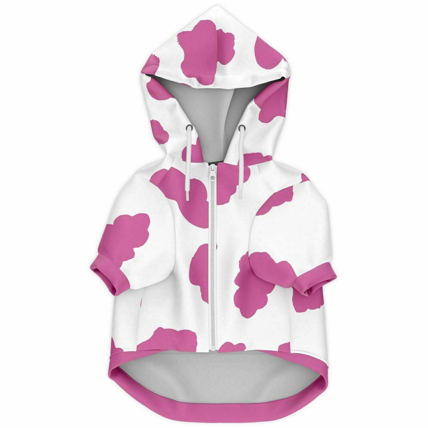 Front preview of Pink Cow dog hoodie.