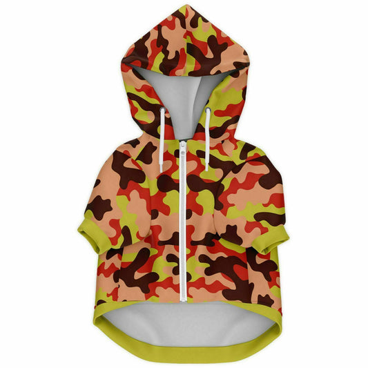 Front preview of Pistachio-Crunch Camo dog hoodie.