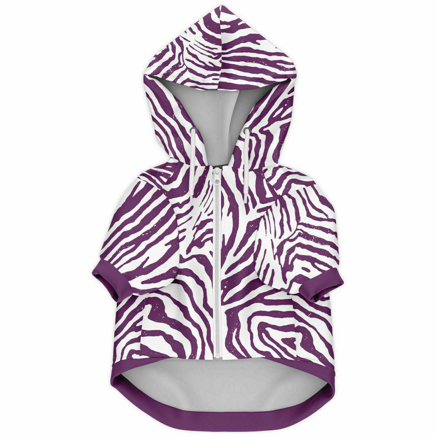 Front preview of Plum Zebra dog hoodie.