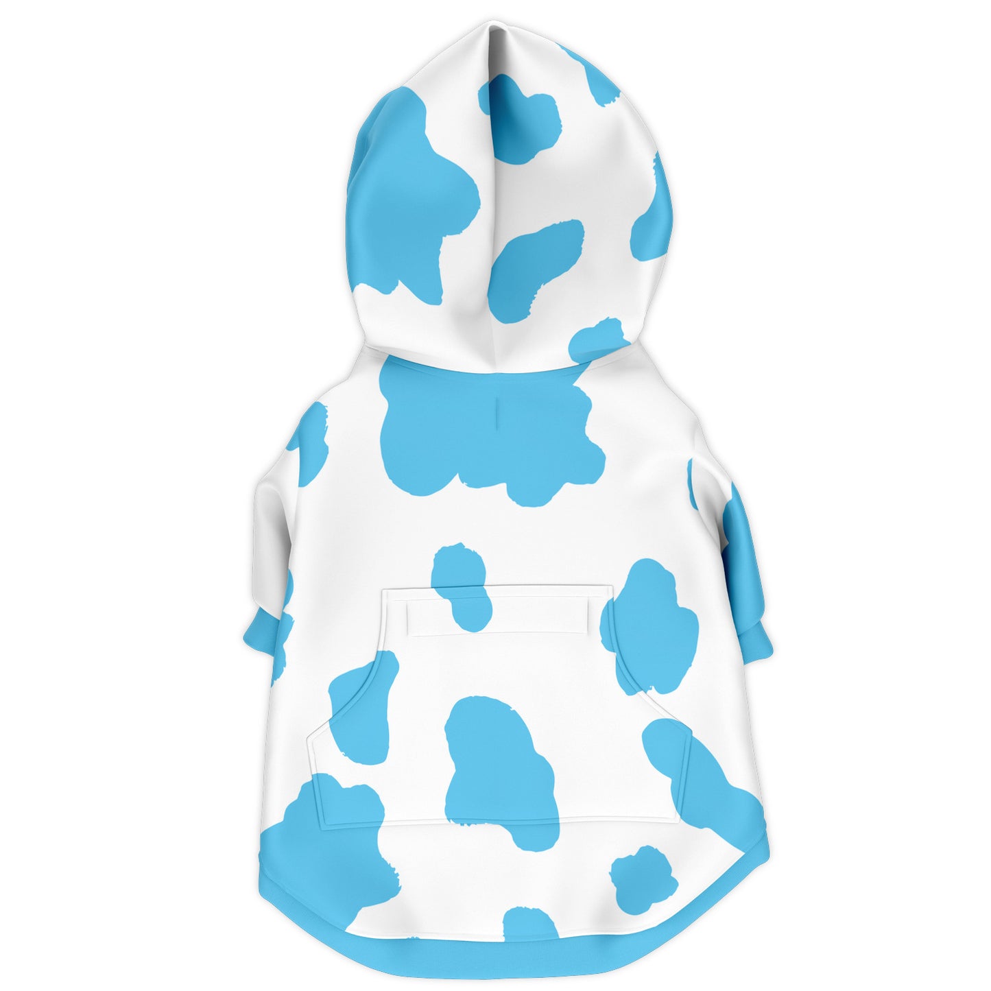 Back preview of Pretty-Blue Cow dog hoodie.