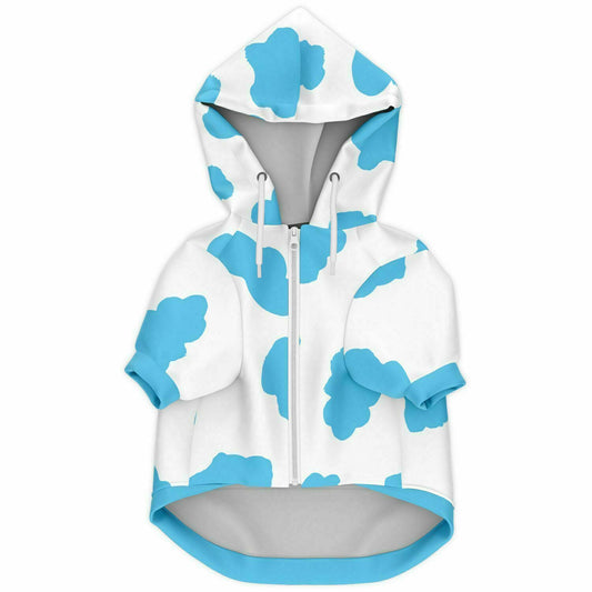 Front preview of Pretty-Blue Cow dog hoodie.