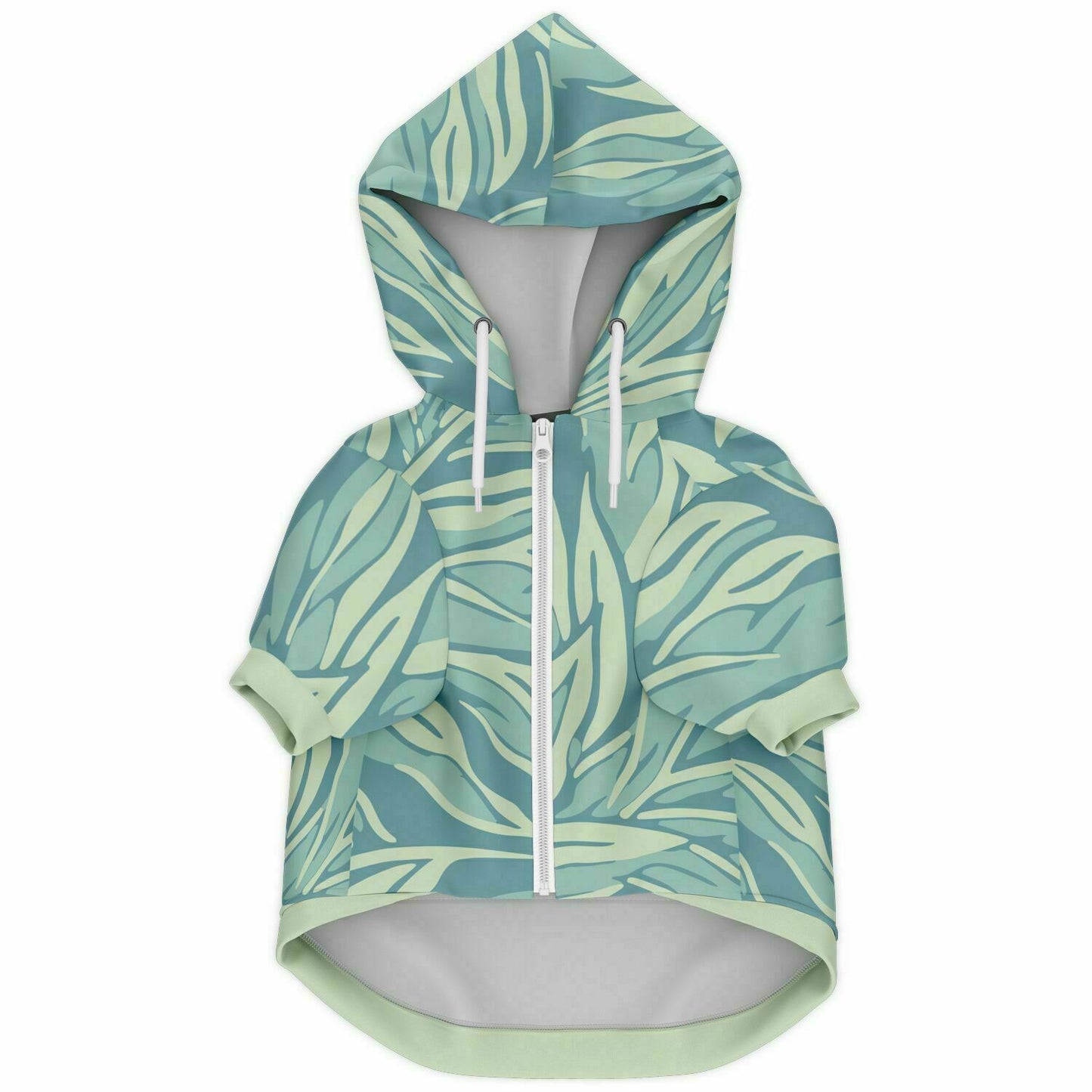 Front preview of Pretty-Blue Leaf dog hoodie.