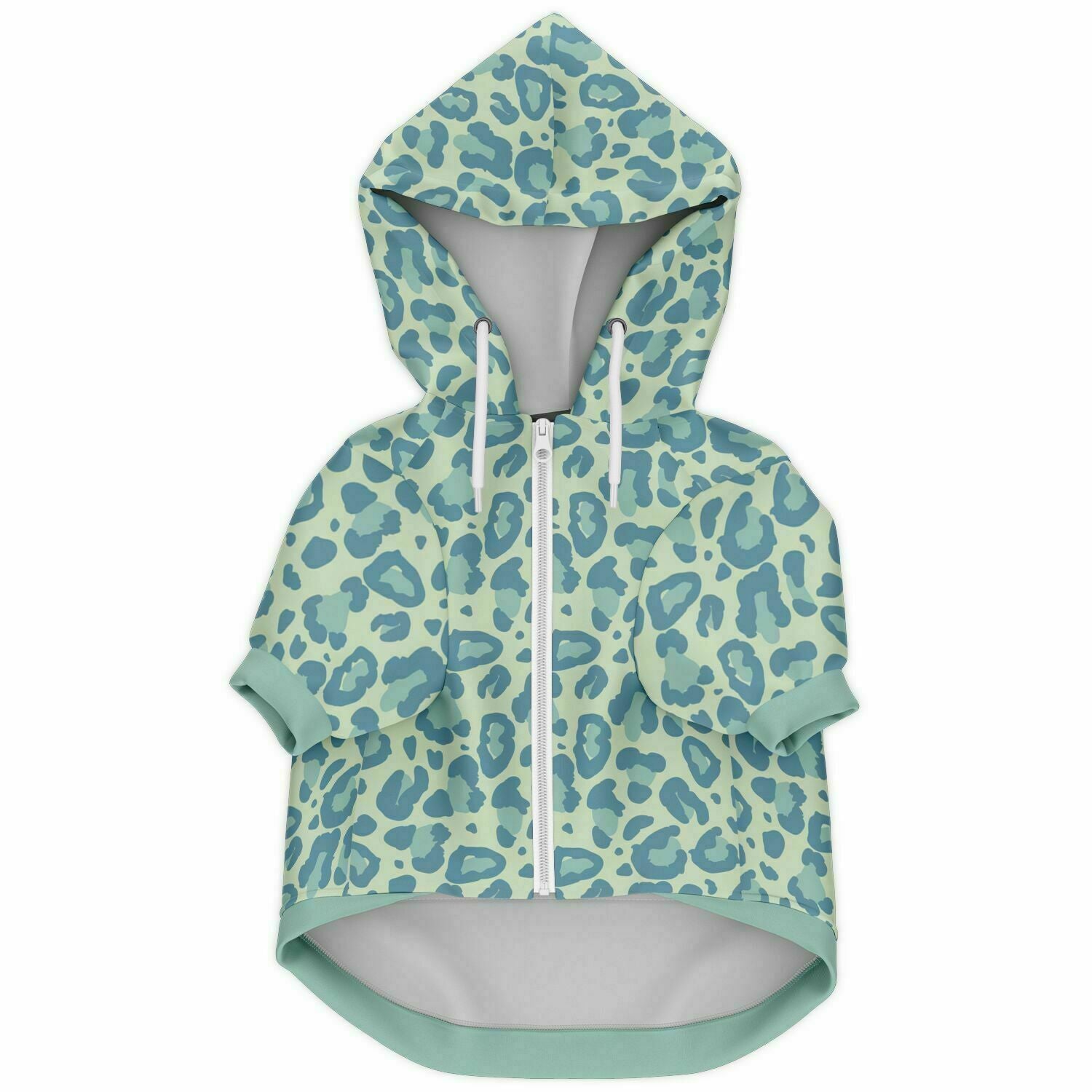 Front preview of Pretty-Blue Leopard dog hoodie.