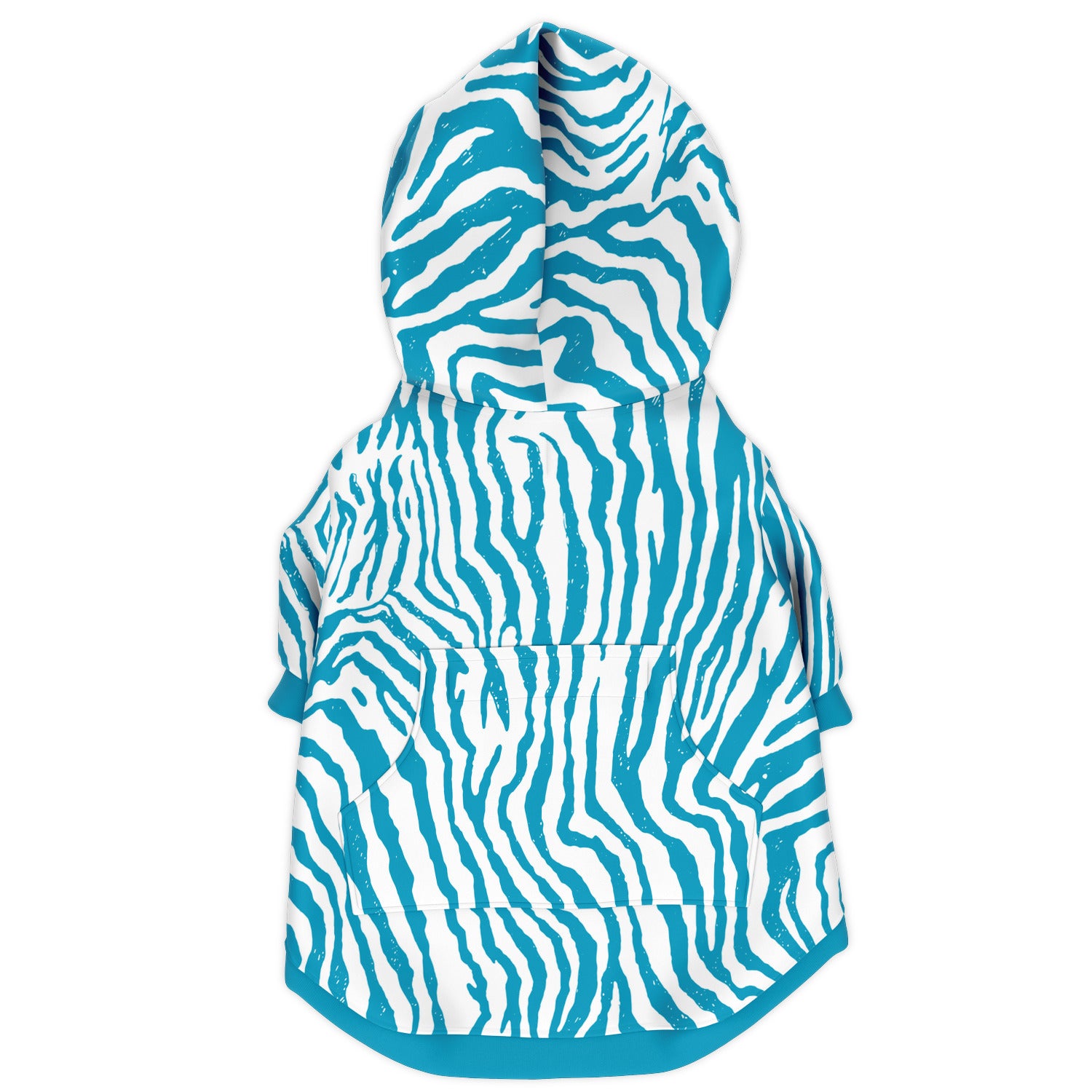 Back preview of Pretty-Blue Zebra dog hoodie.