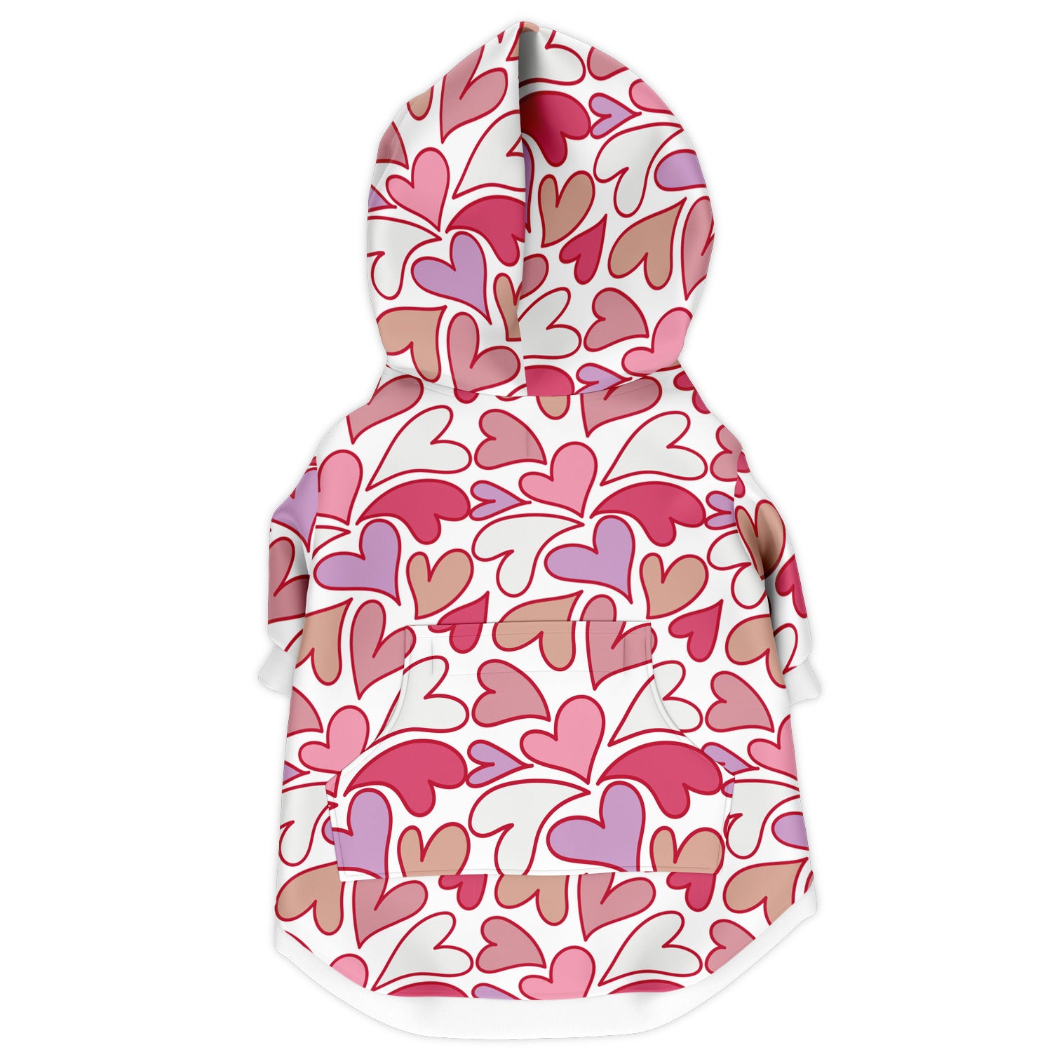 Back preview of Pretty-Pink Hearts dog hoodie.