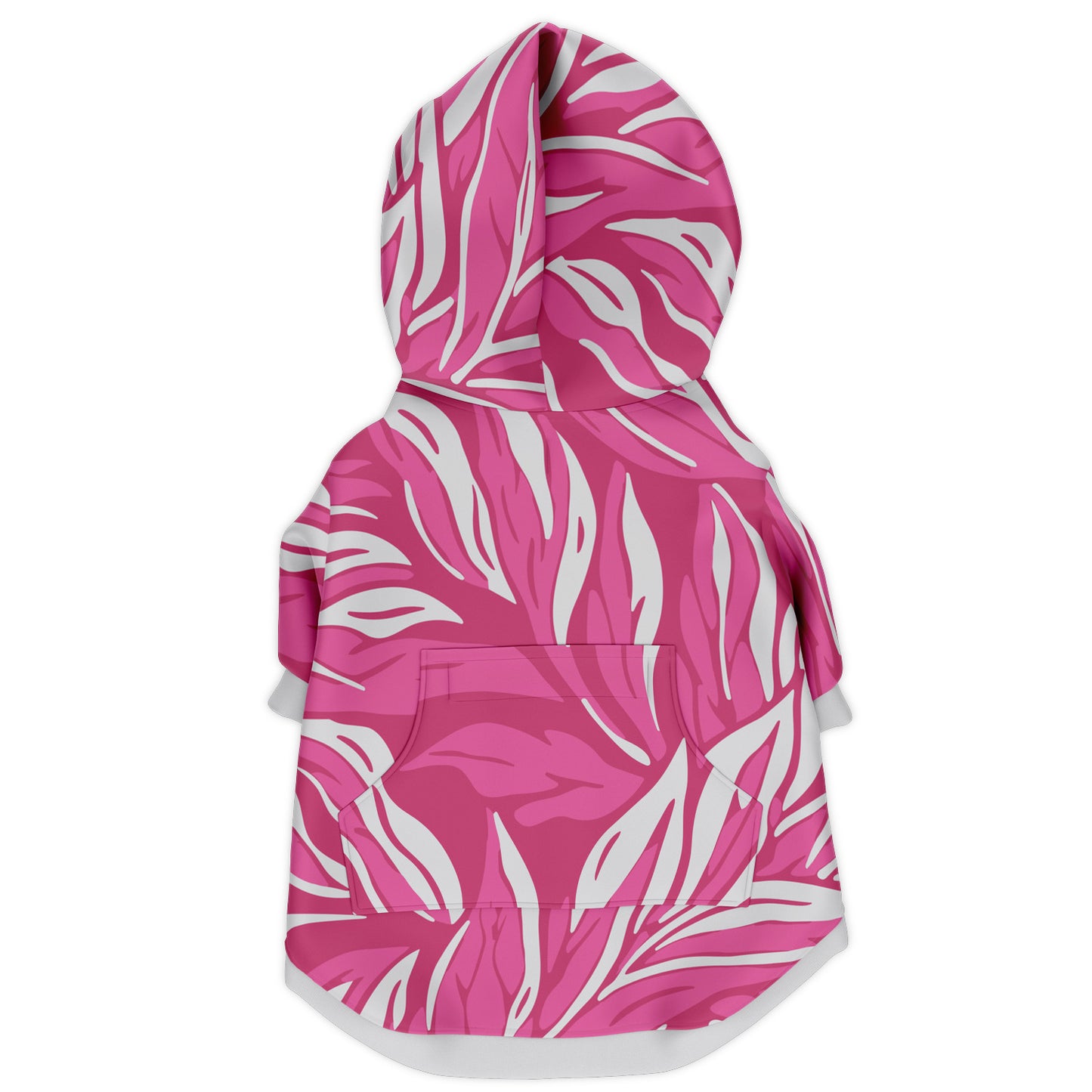 Back preview of Pretty-Pink Leaf dog hoodie.