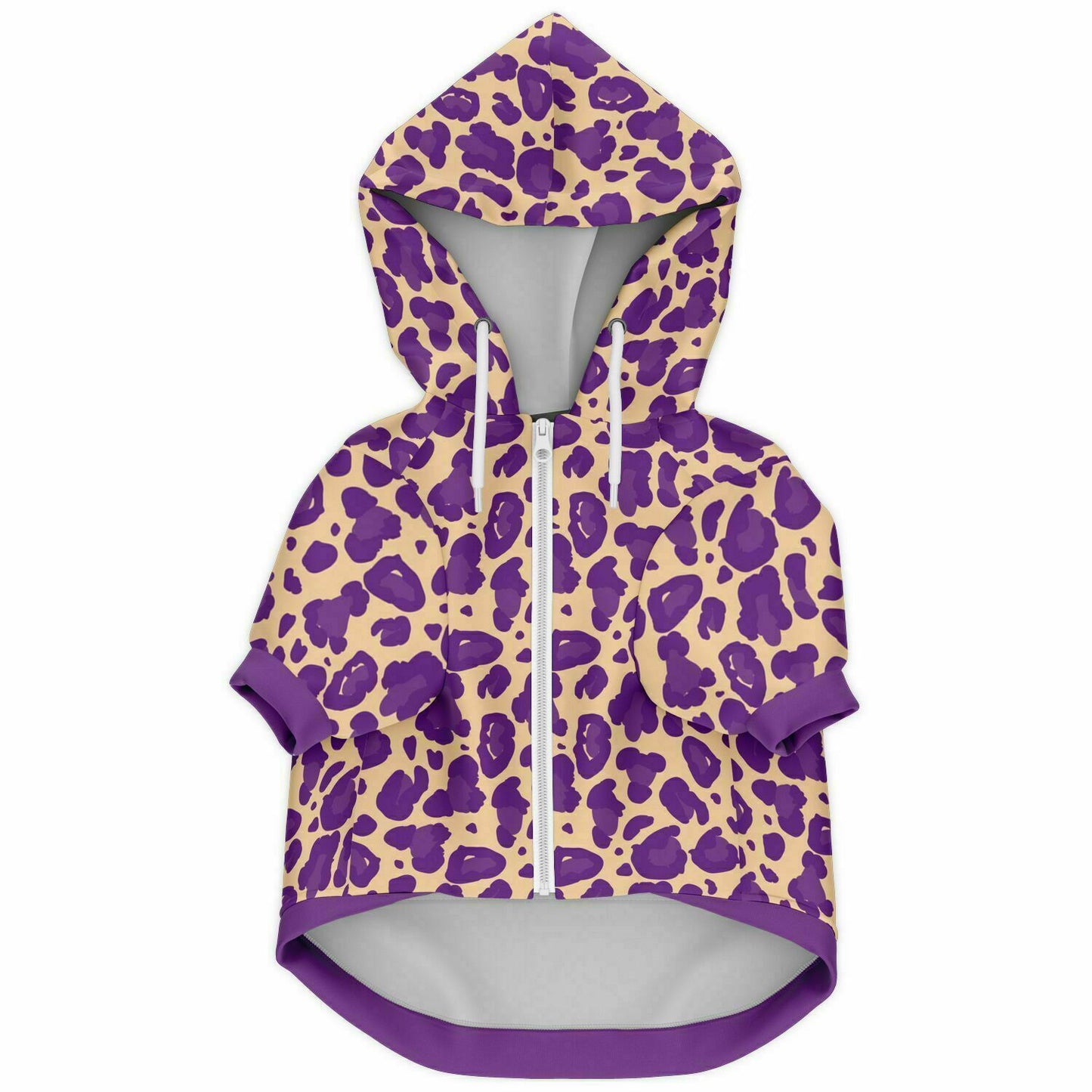 Front preview of Purple-Berry Leopard dog hoodie.