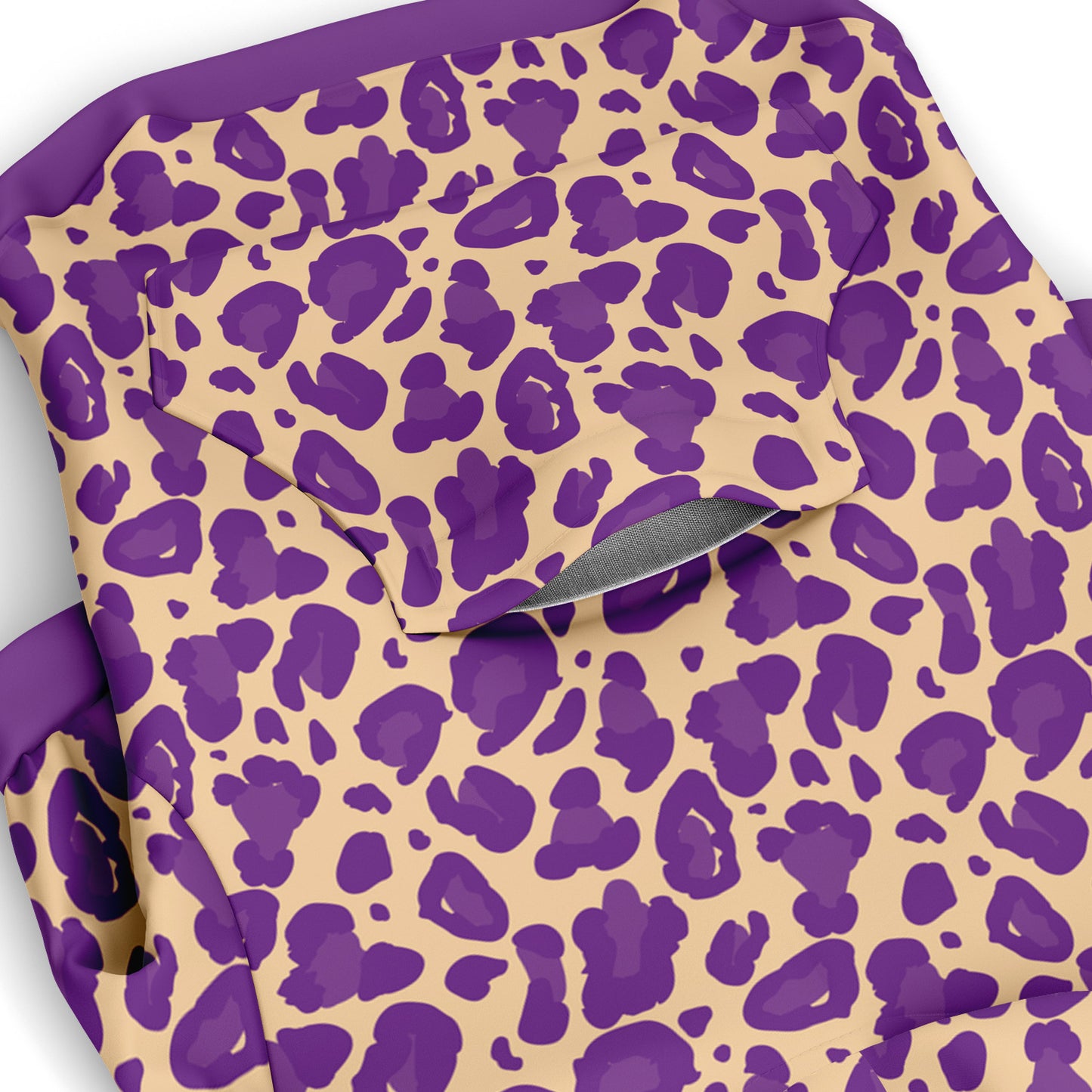 Pocket preview of Purple-Berry Leopard dog hoodie.