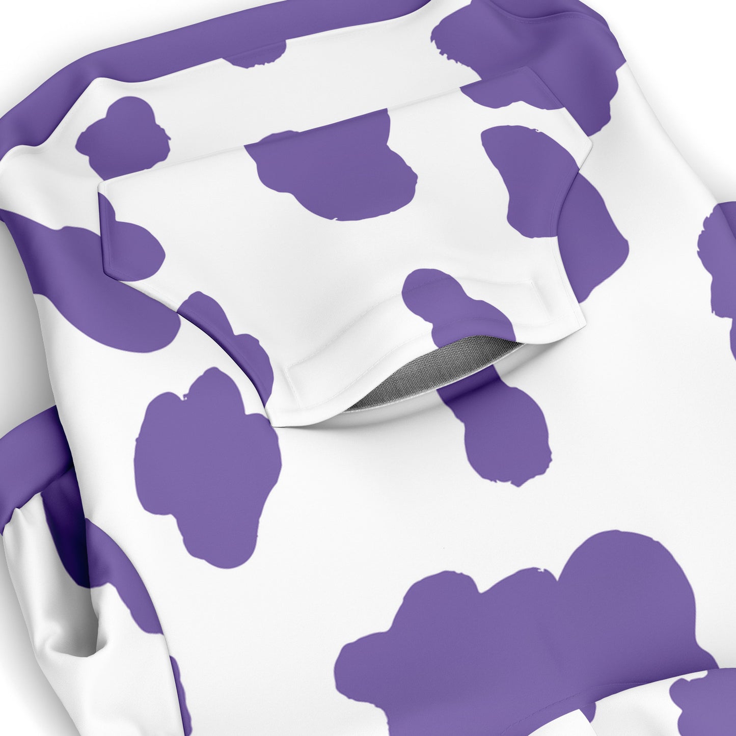 Pocket preview of Purple Cow dog hoodie.