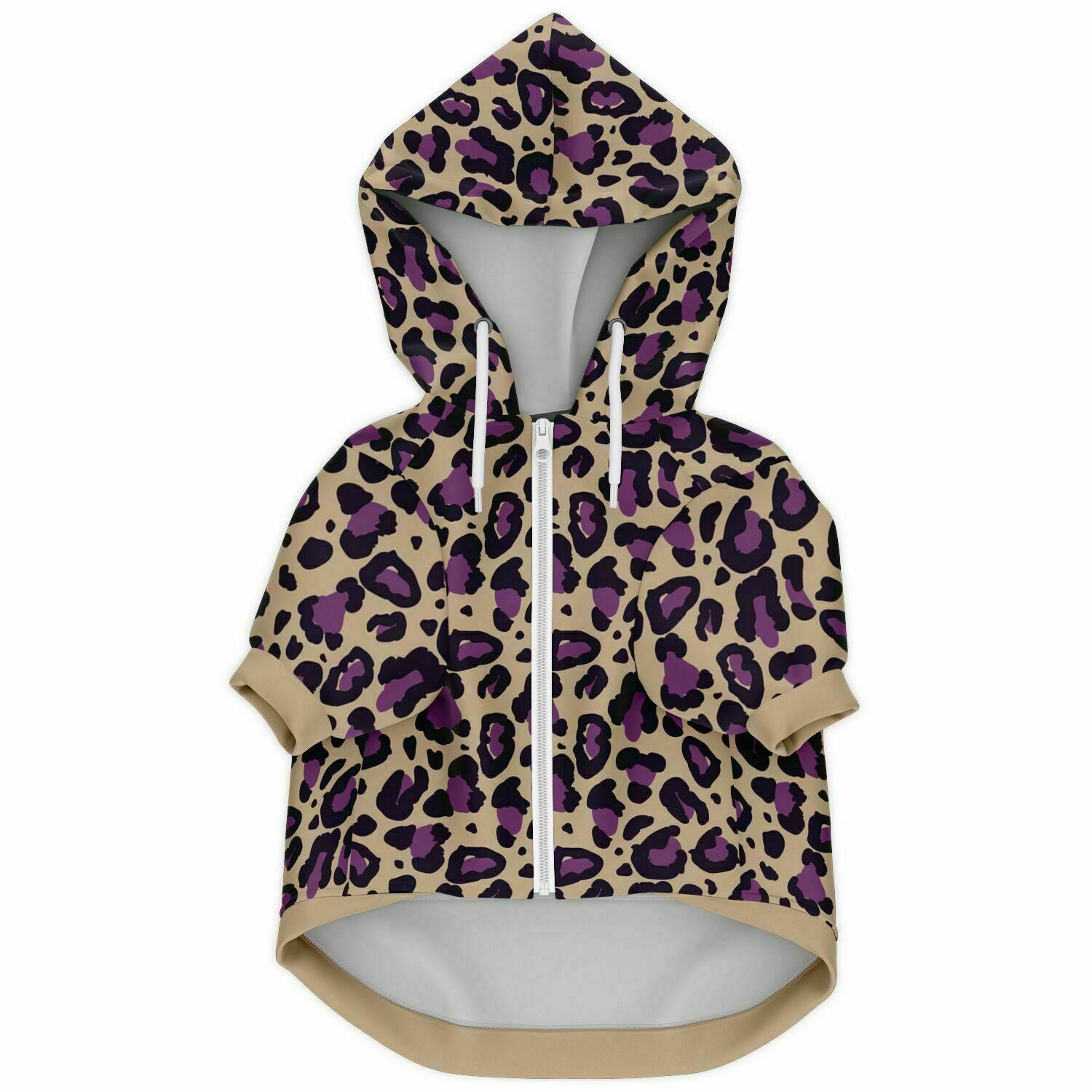 Front preview of Purple Leopard dog hoodie.