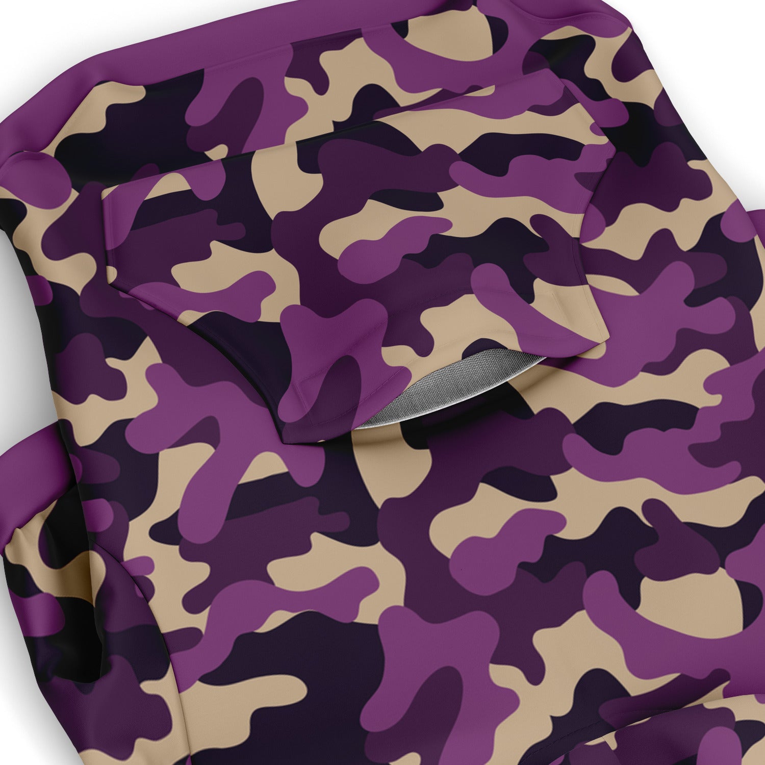 Pocket preview of Purple-Party Camo dog hoodie.