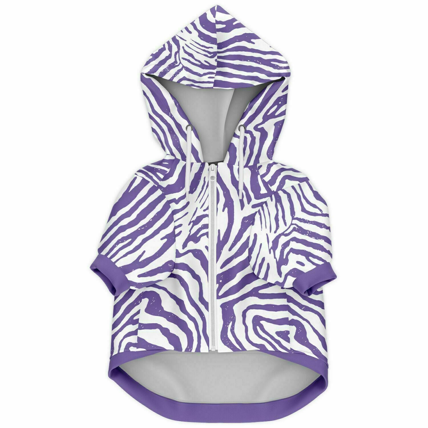 Front preview of Purple Zebra dog hoodie.