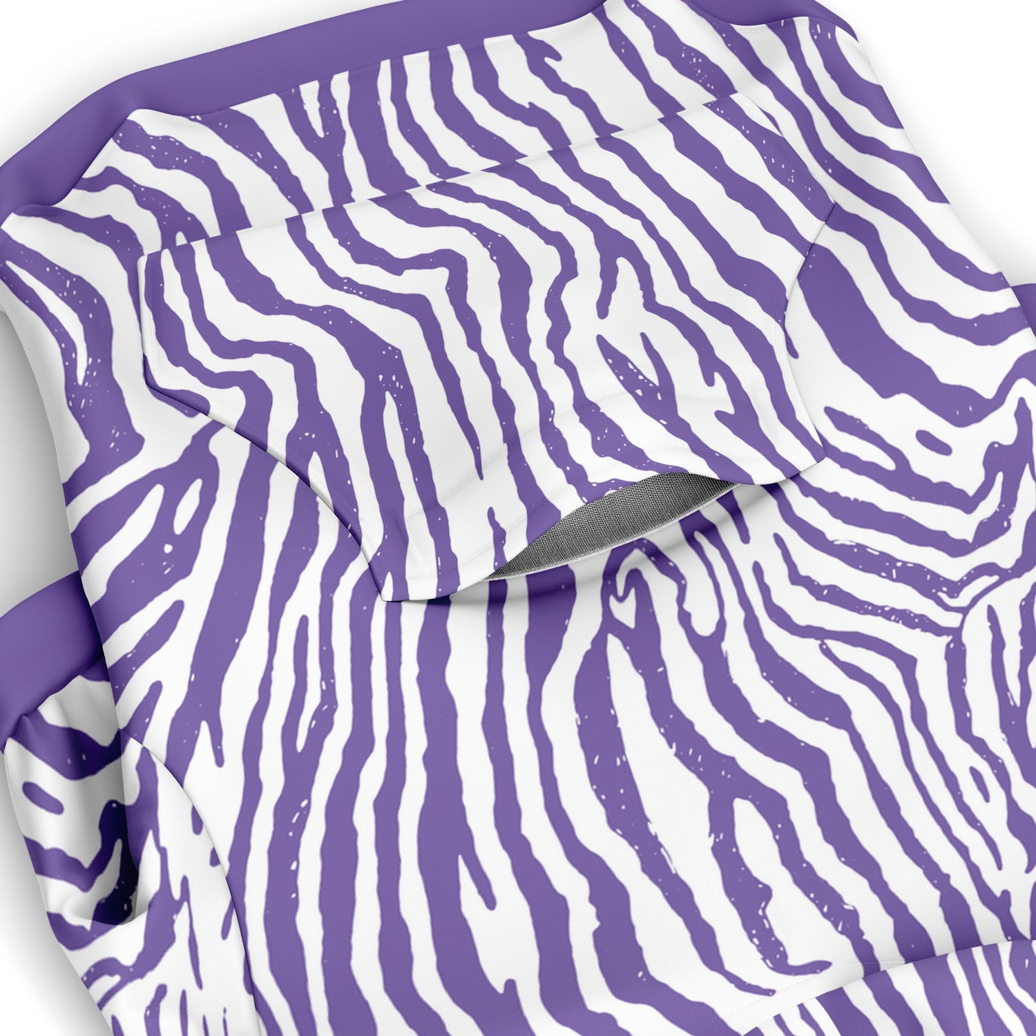 Pocket preview of Purple Zebra dog hoodie.