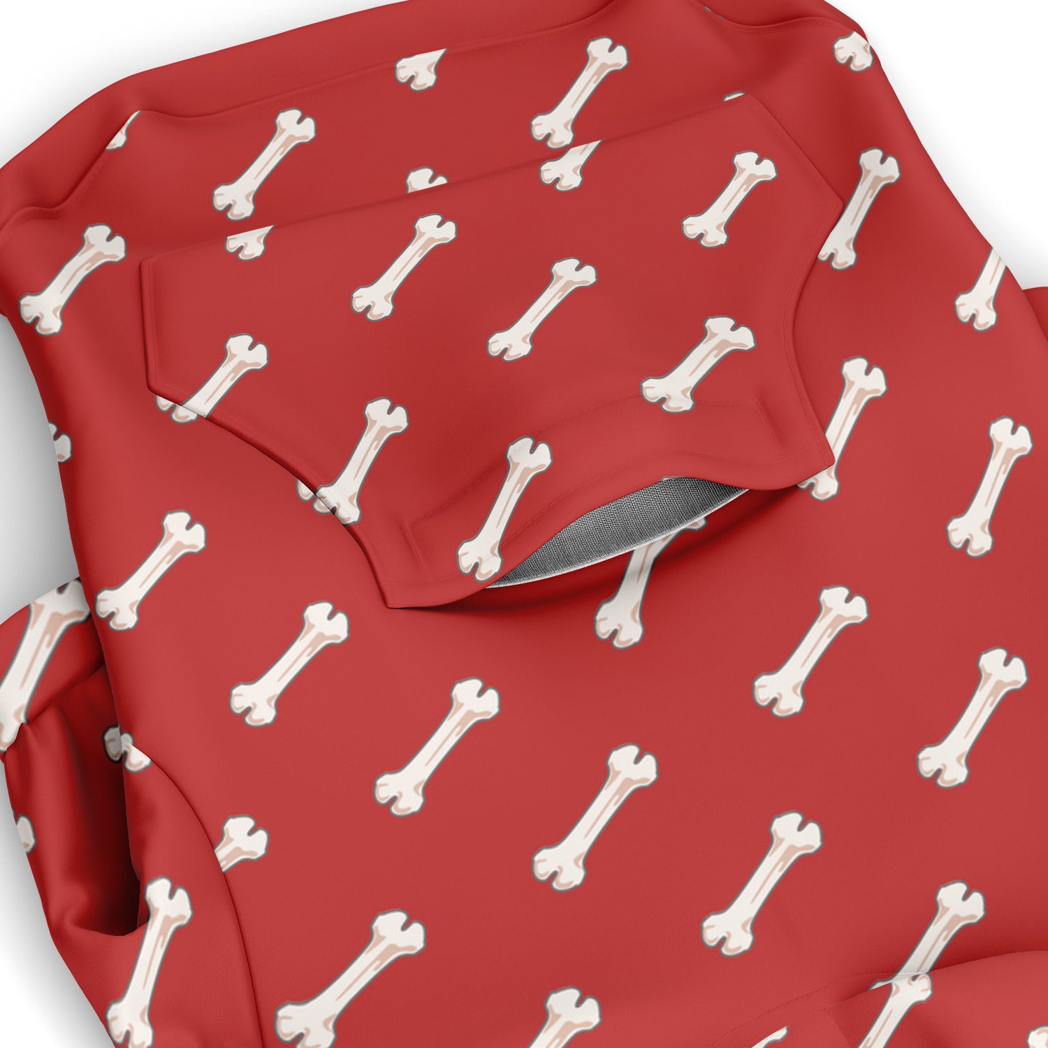 Pocket preview of Red Bones dog hoodie.