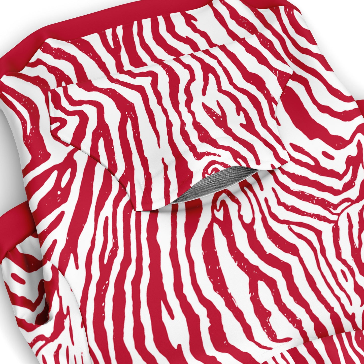 Pocket preview of Red Zebra dog hoodie.