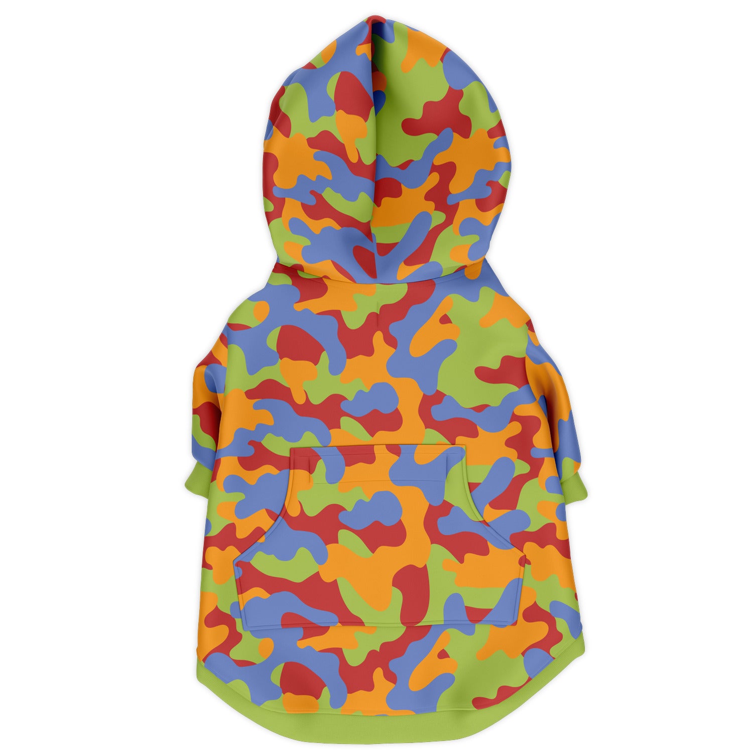 Back preview of Rocky-Mountain Camo dog hoodie.