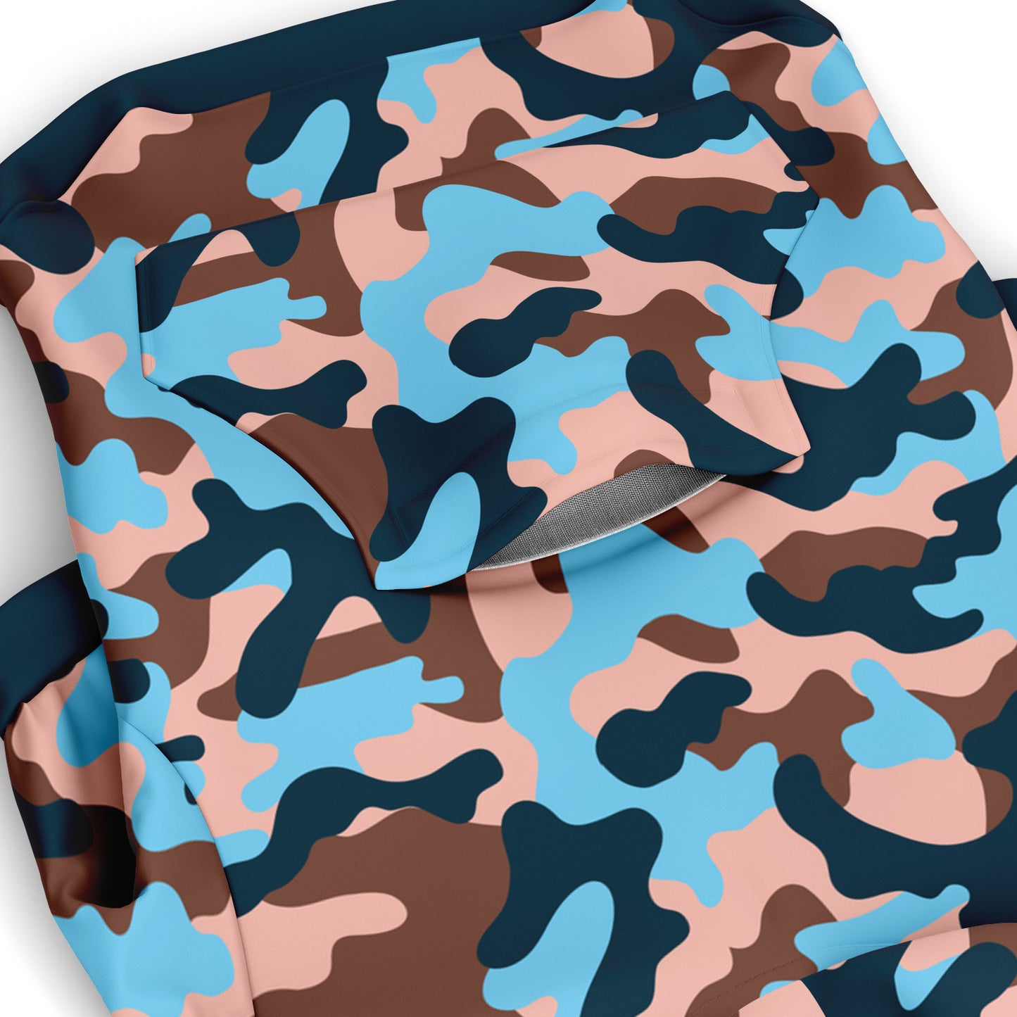 Pocket preview of Salmon-Swirl Camo dog hoodie.