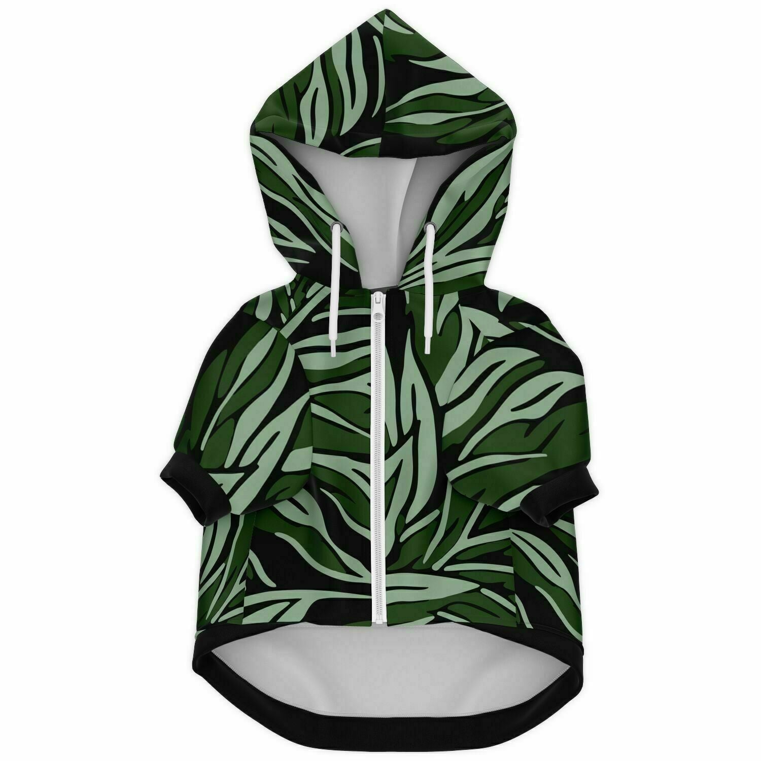 Front preview of Shadow-Green Leaf dog hoodie.