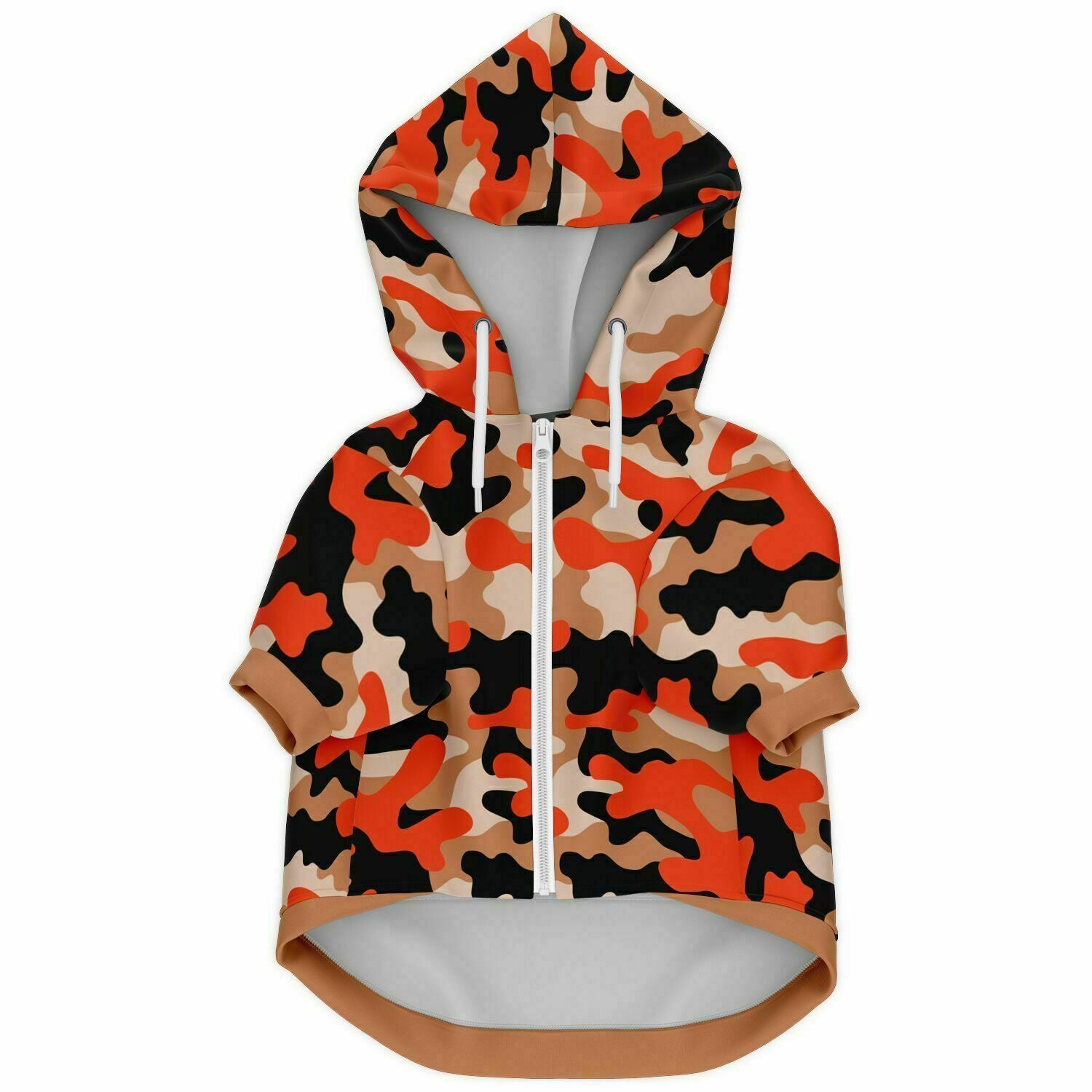 Front preview of Tiger-Sand Camo dog hoodie.