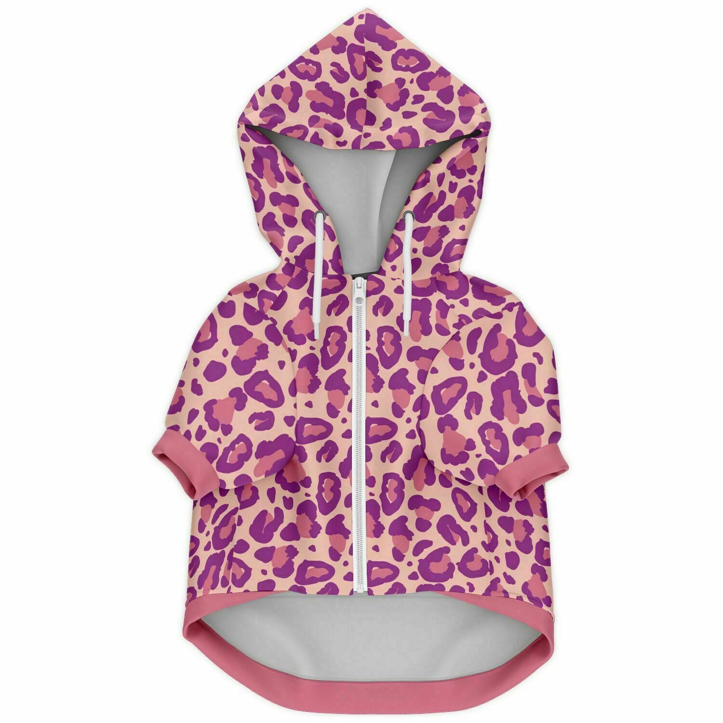 Front preview of Very-Berry Leopard dog hoodie.