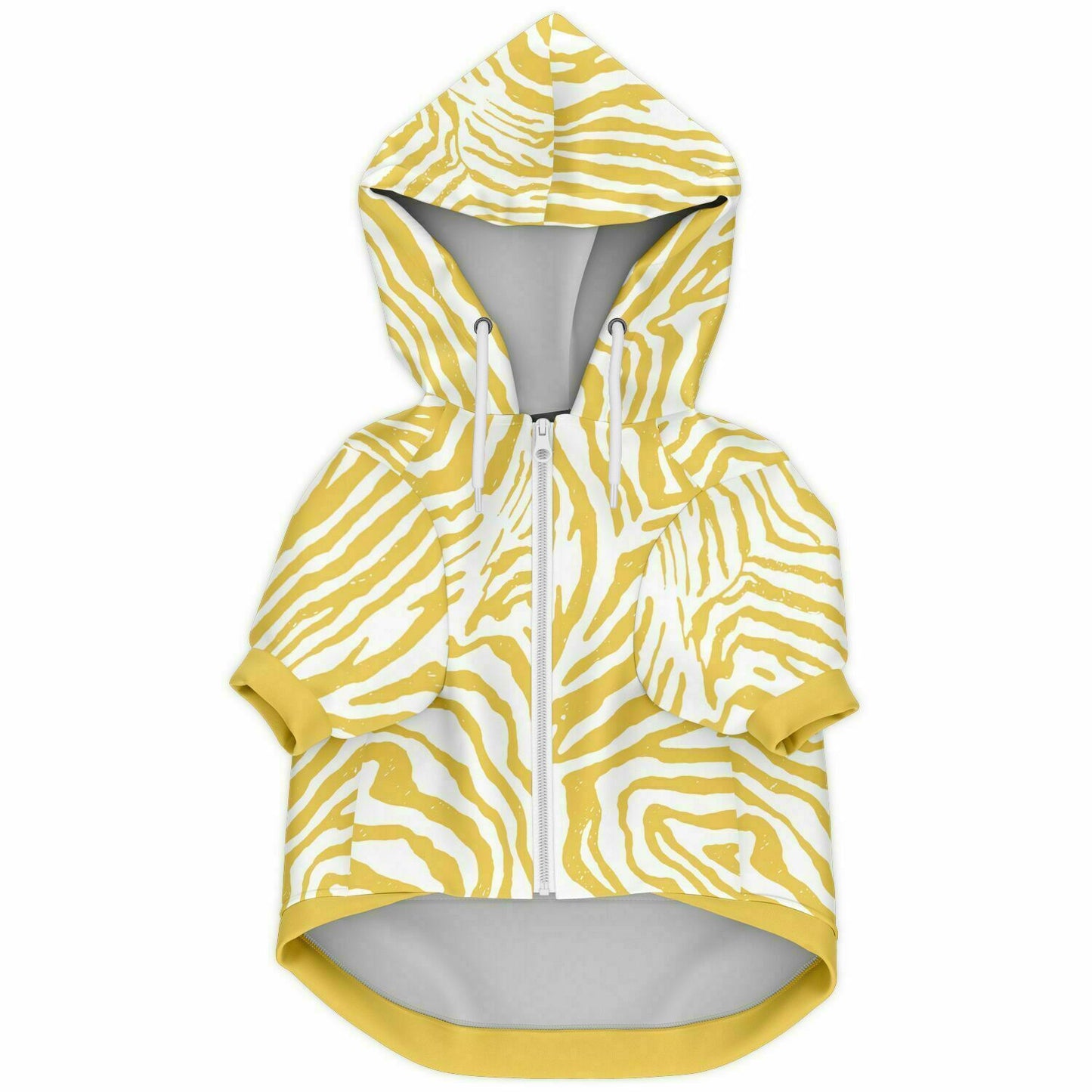 Front preview of Yellow Zebra dog hoodie.